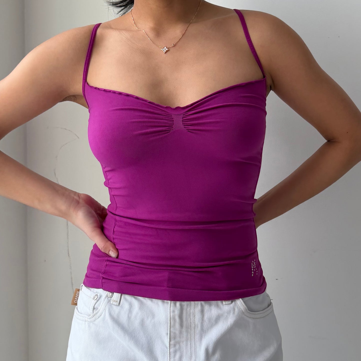 2000s Made in USA Marciano Magenta Ruched Camisole - XX-Small