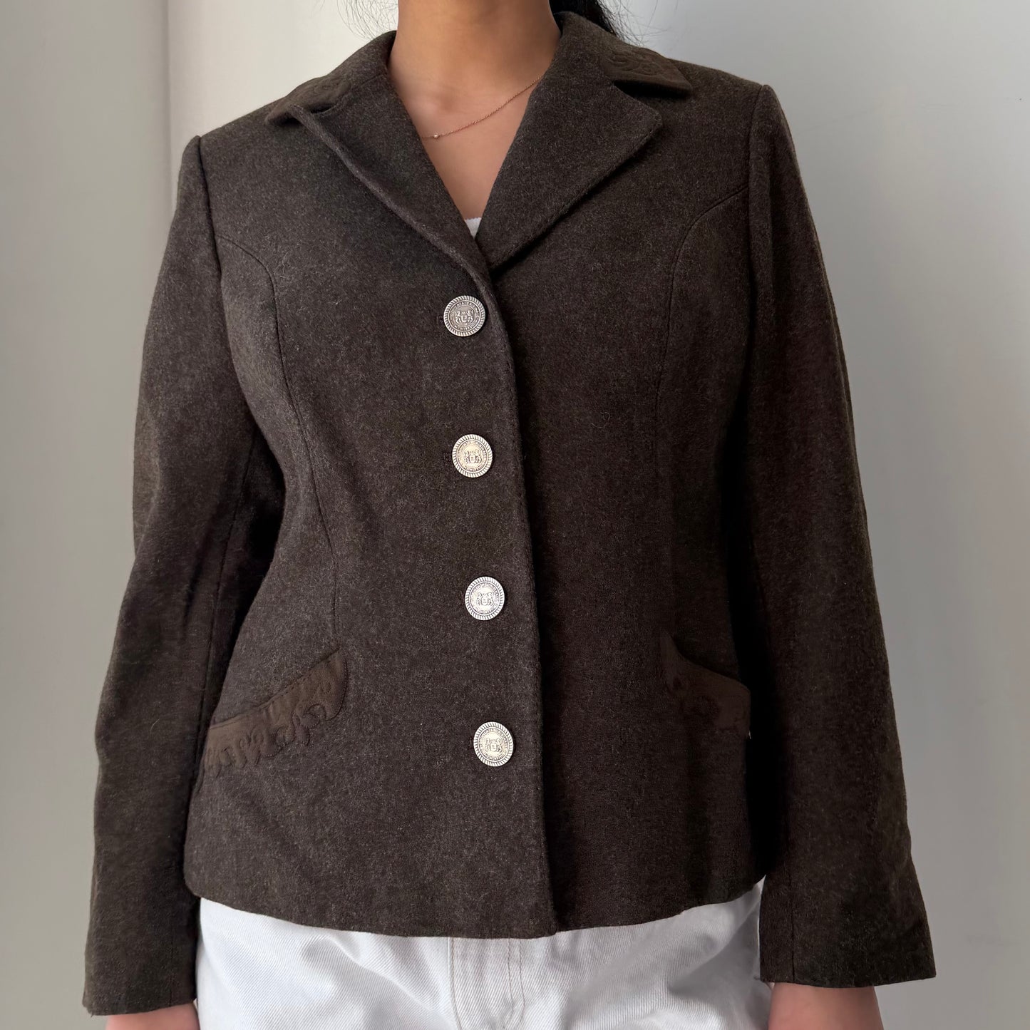 1980s Julius Lang Brown Wool Trachten Loden-Style Blazer - Medium