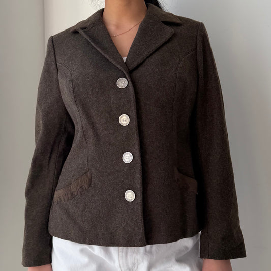 1980s Julius Lang Brown Wool Trachten Loden-Style Blazer - Medium