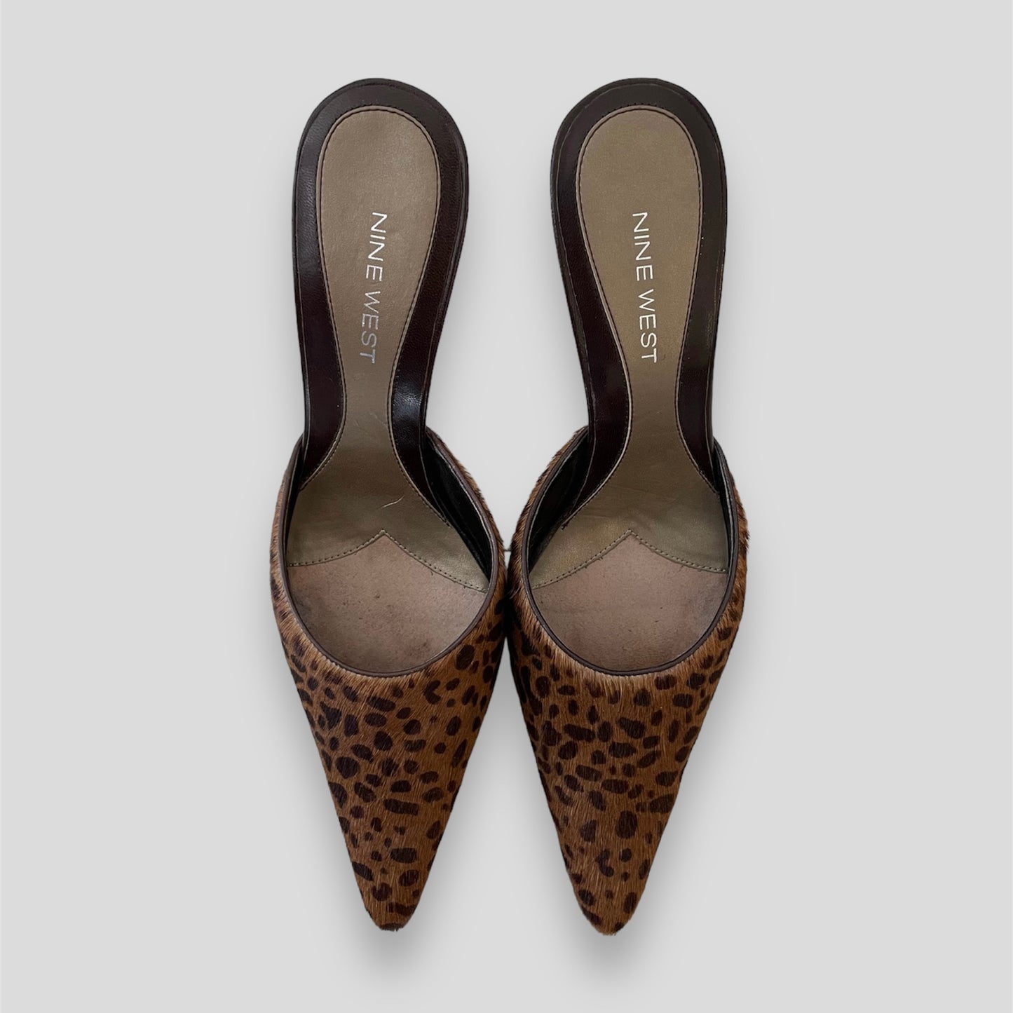 Nine West Leopard Print Kitten Heel Mules - US 7.5M