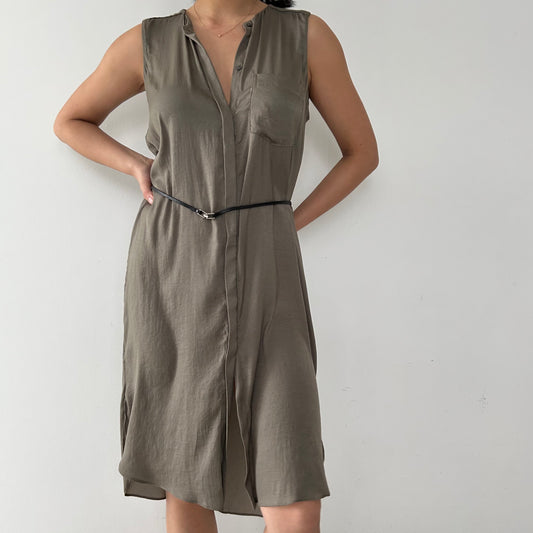 A.L.C. Khaki Sleeveless Midi Dress - X-Small