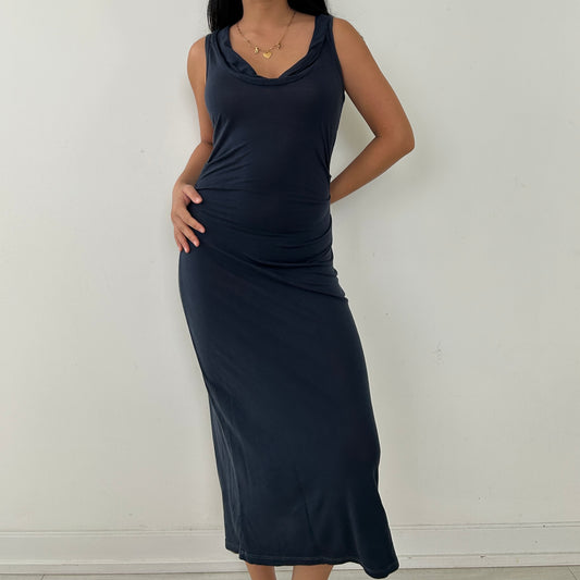 James Perse Dark Blue Sleeveless Jersey Maxi Dress - Small