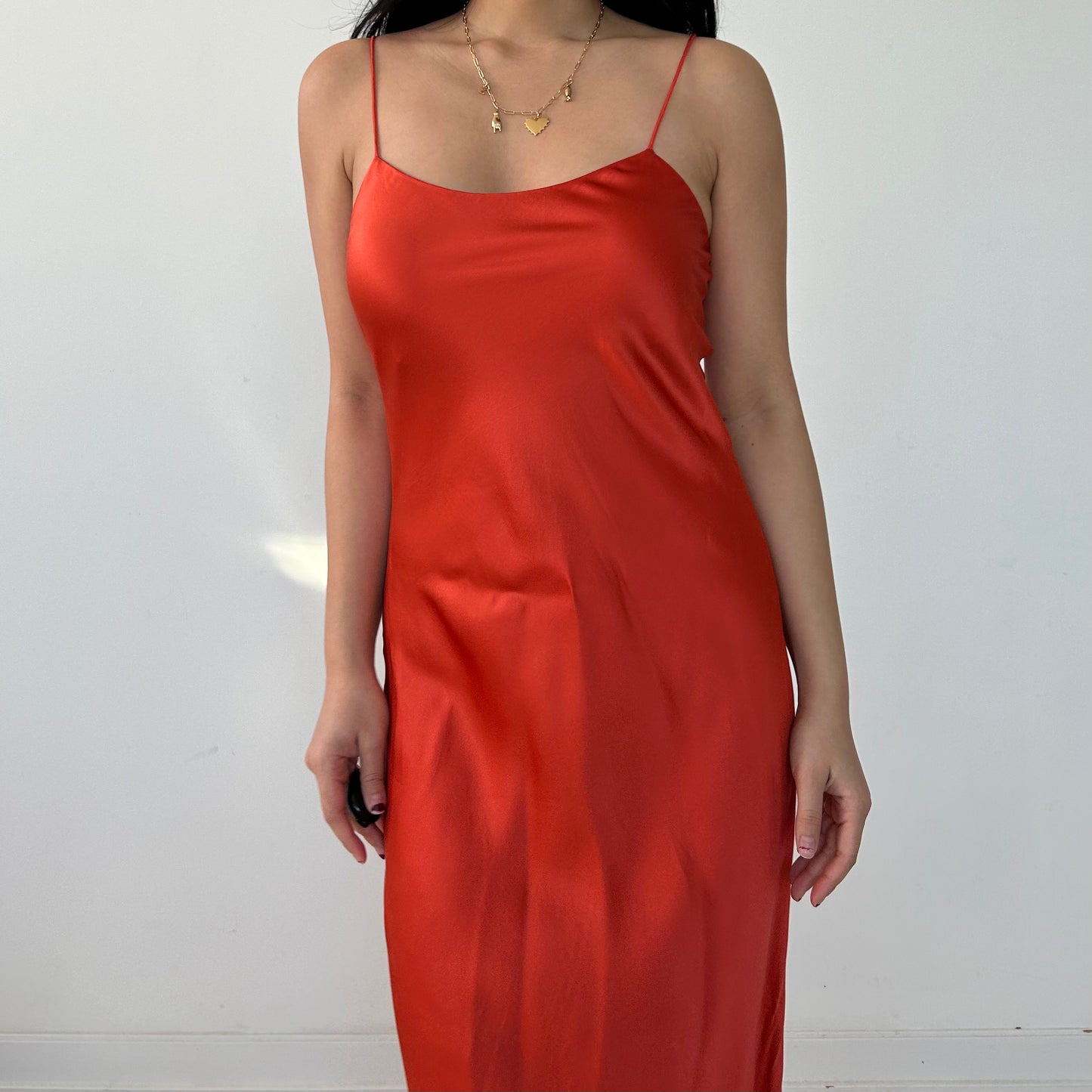 SABA Blood Orange Silk Slip Dress - X-Small