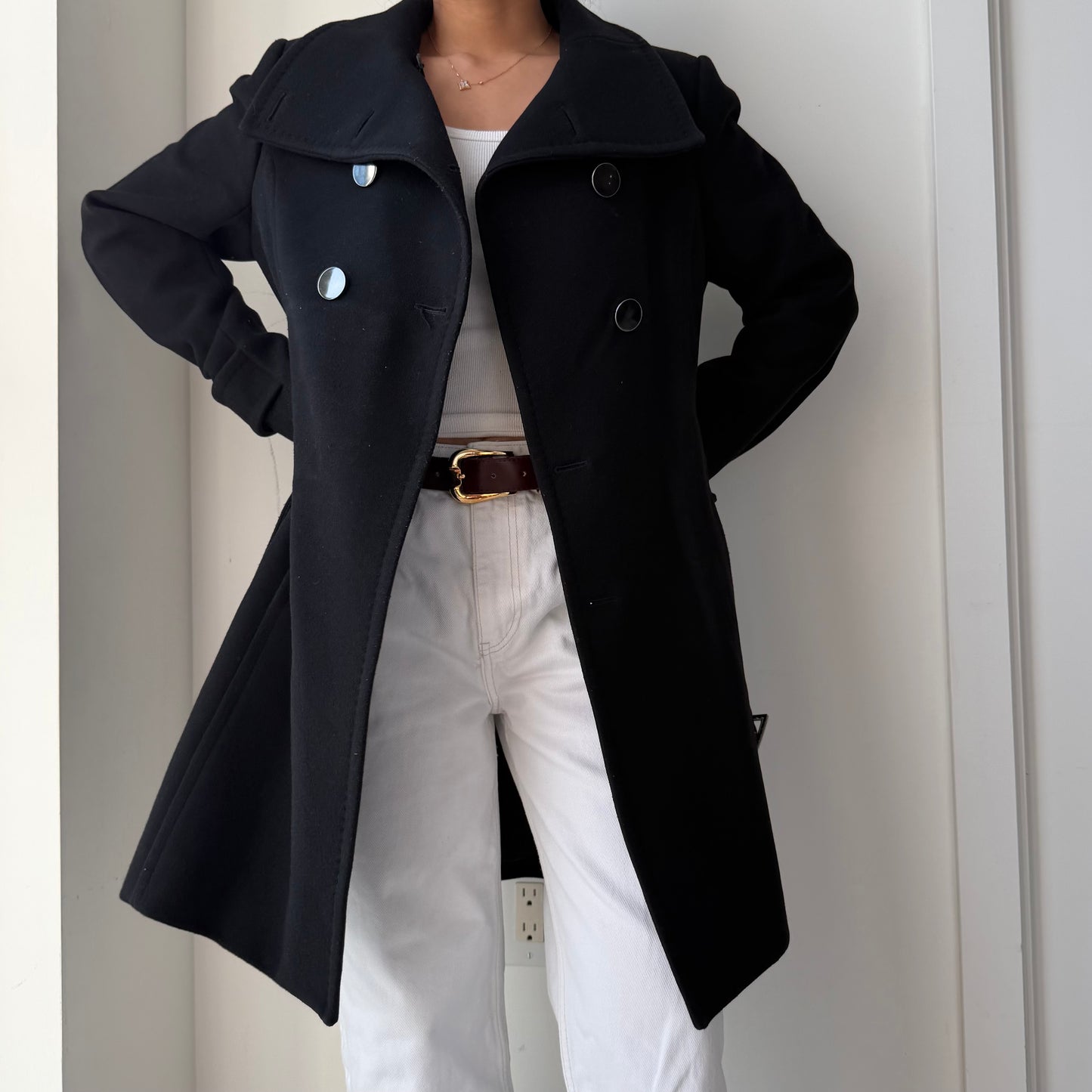 2011 T. Babaton by Aritzia Black Wool and Cashmere Coat - Medium