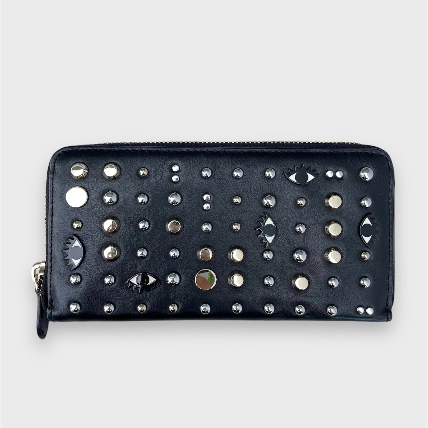 Rebecca Minkoff Black Studded Long Zip Around Wallet