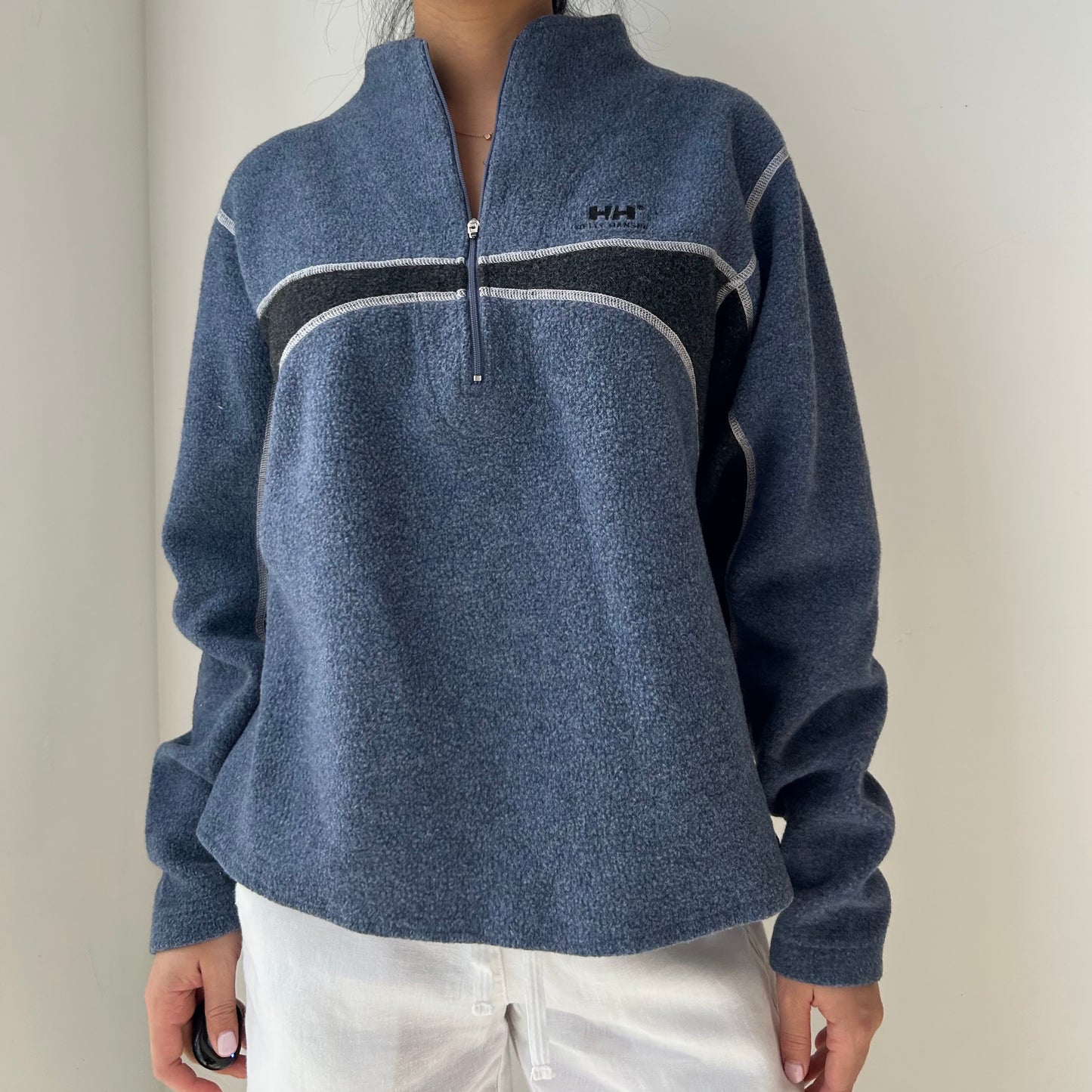 Vintage Helly Hansen Blue Fleece Quarter Zip - Large