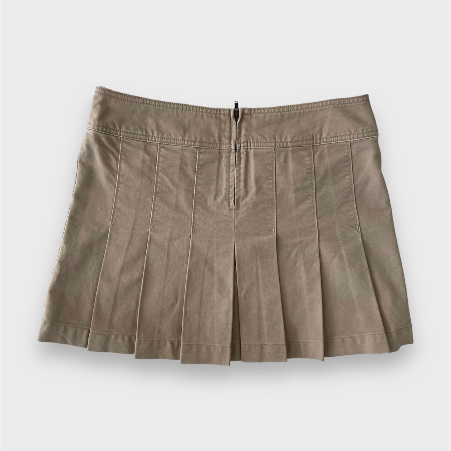 Beige Pleated Mini Skirt - Large