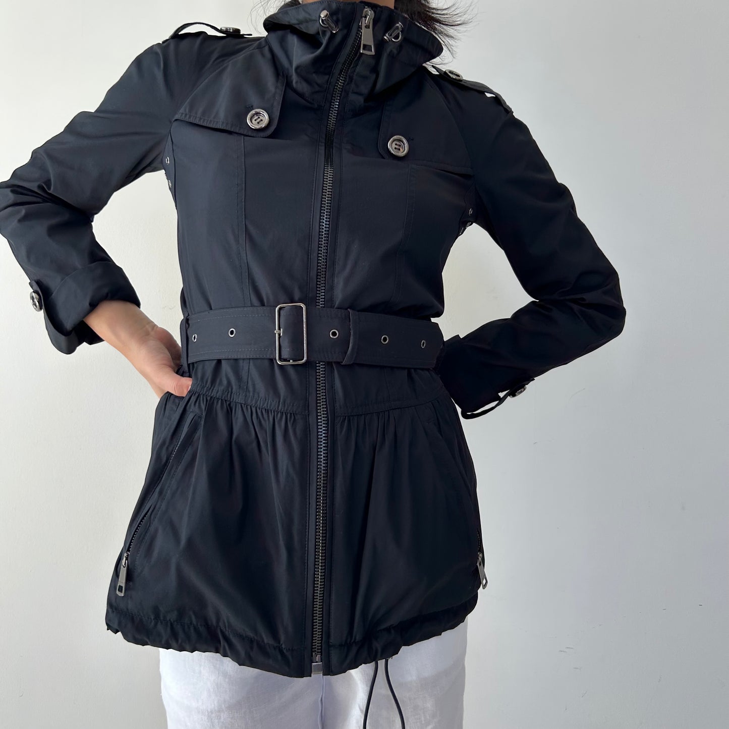 Burberry London Navy Short Trench Jacket - X-Small