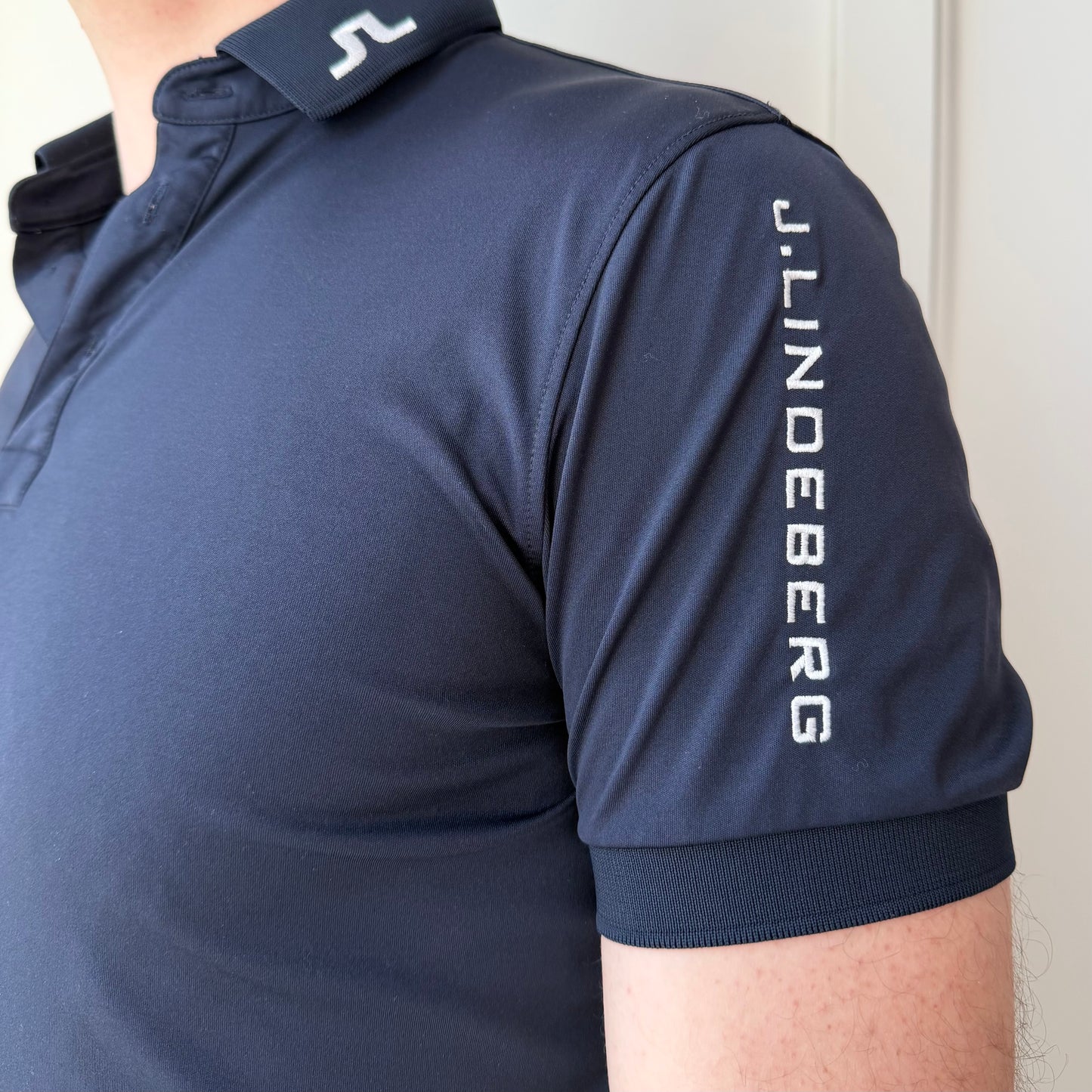 J. Lindeberg Navy Short Sleeve Polo Shirt - Medium