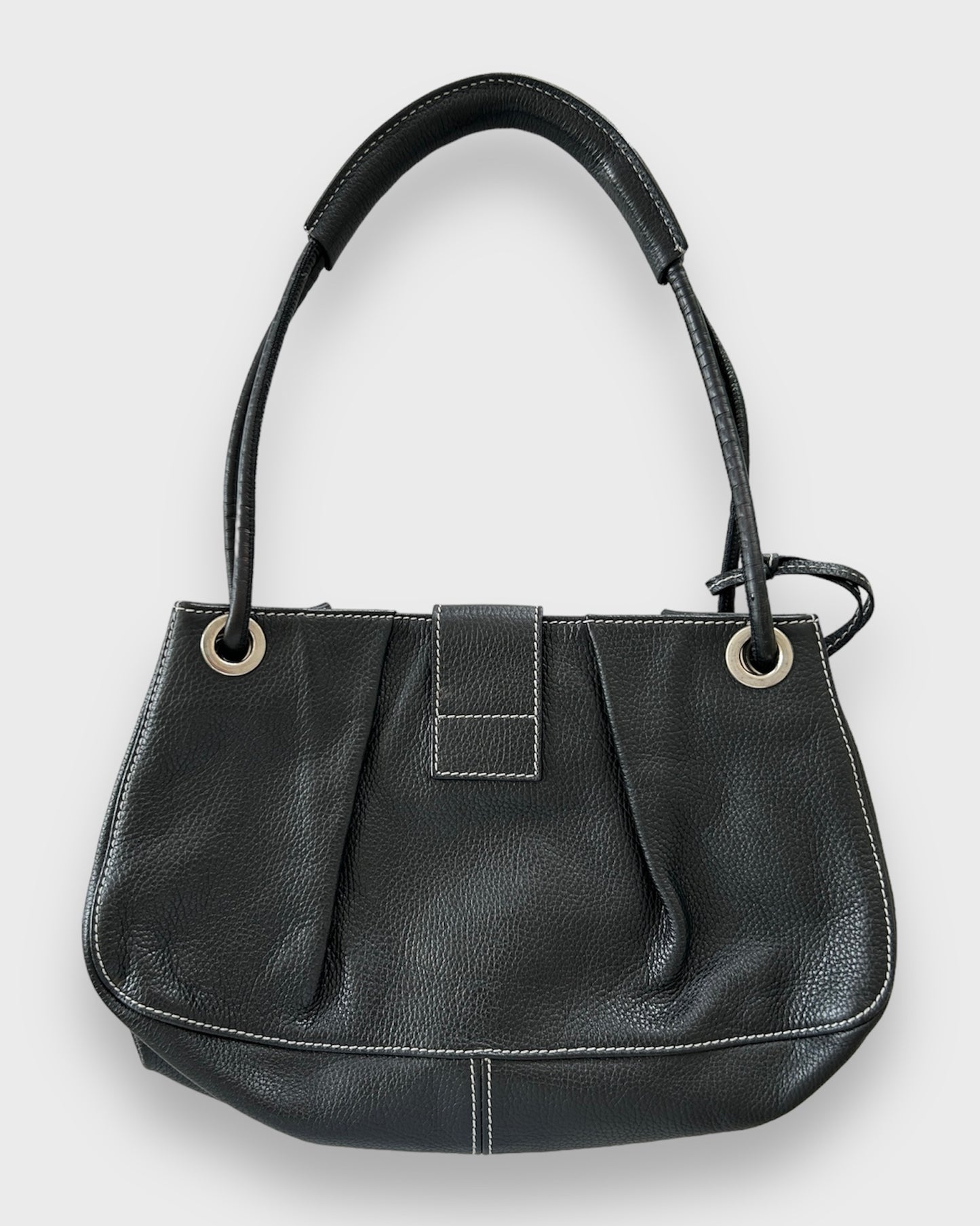 Dolce and Gabbana Black Leather O-Ring Shoulder Bag