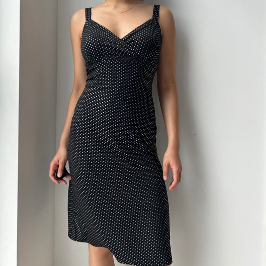 Black and Silver Polka Dot Bodycon Dress - X-Small