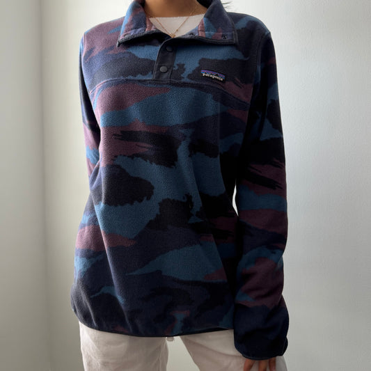 Patagonia Blue Camouflage Fleece Pullover - Large