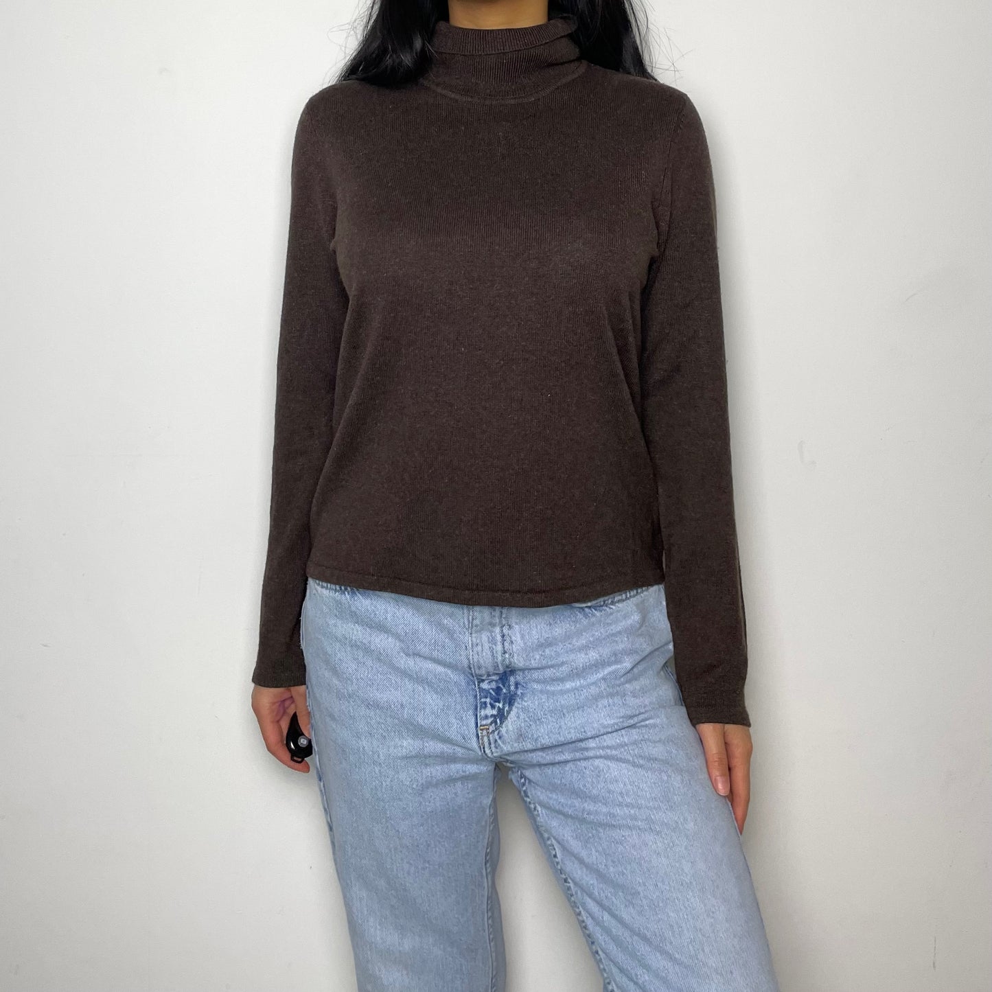 Nygård Collection Brown Silk and Cashmere Turtleneck Sweater - Medium