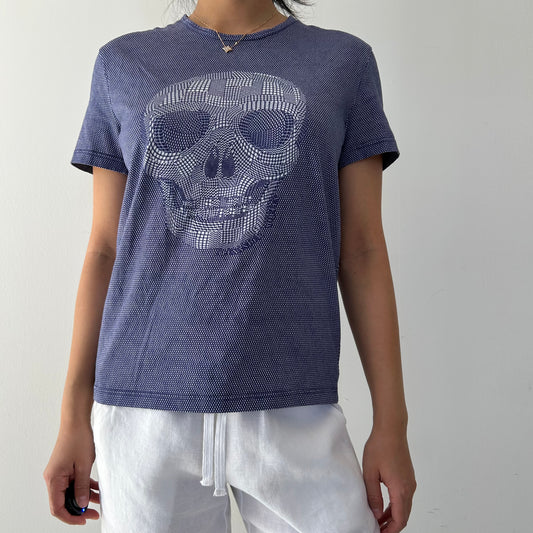 2012 Alexander McQueen Blue Graphic Skull T-Shirt - Small