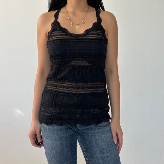 BNWT Zara Trafaluc Black Lace Tank - Medium