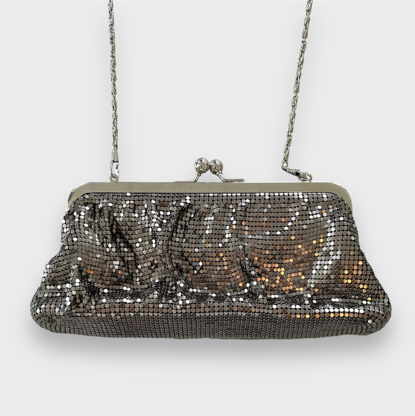 Silver Disco Chainmail Crossbody Evening Bag