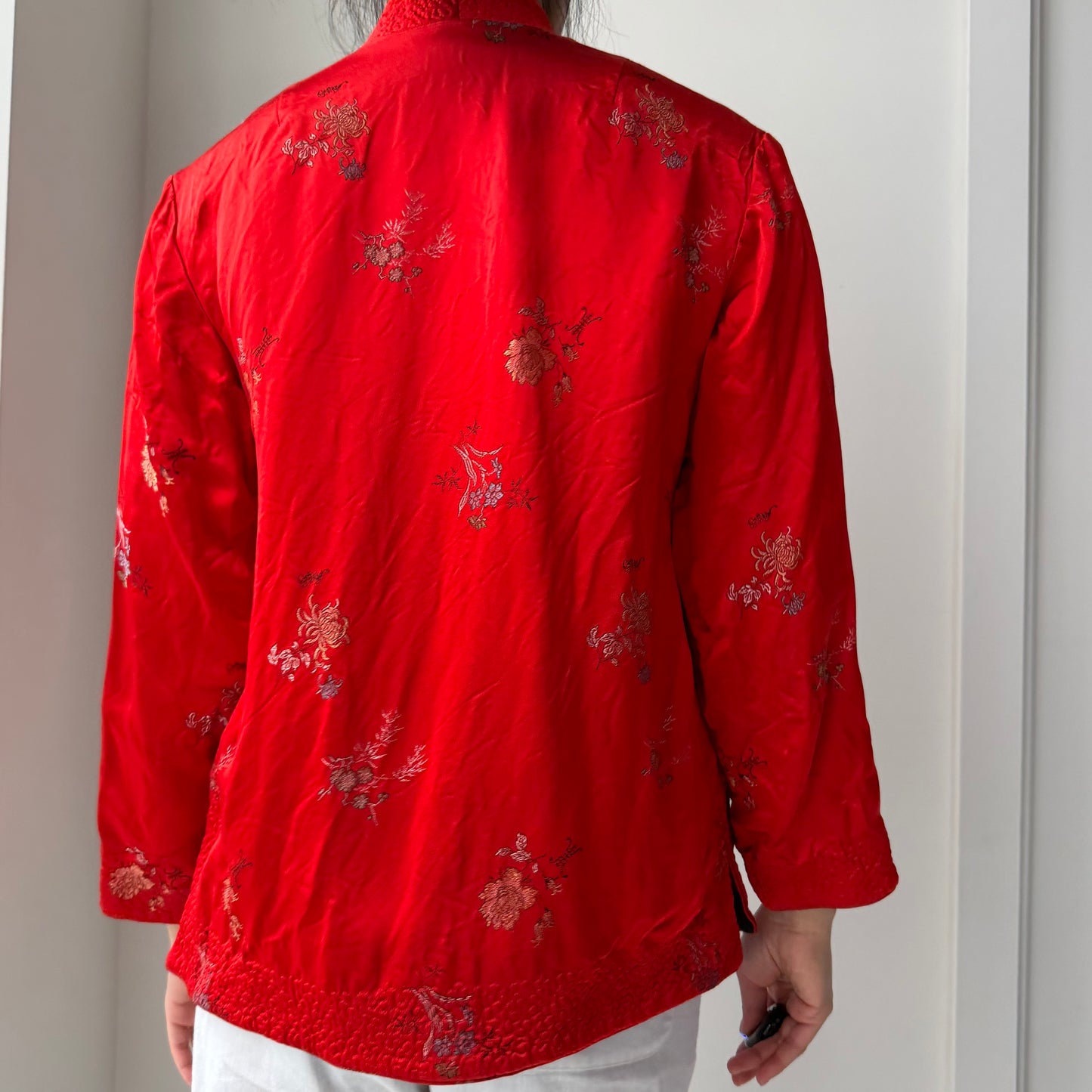 Vintage 1960s Peony Brand Shanghai Reversible Mandarin Jacket - Medium
