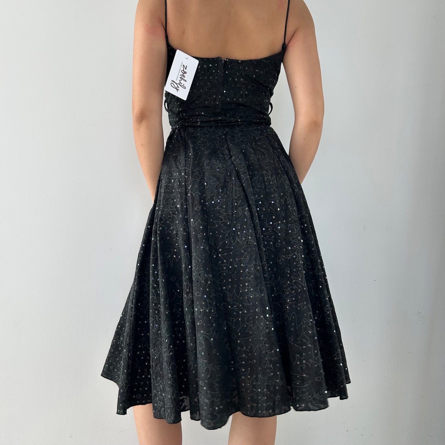 Rubber Ducky Productions Black Sequin Wrap Fit and Flare Dress - X-Small