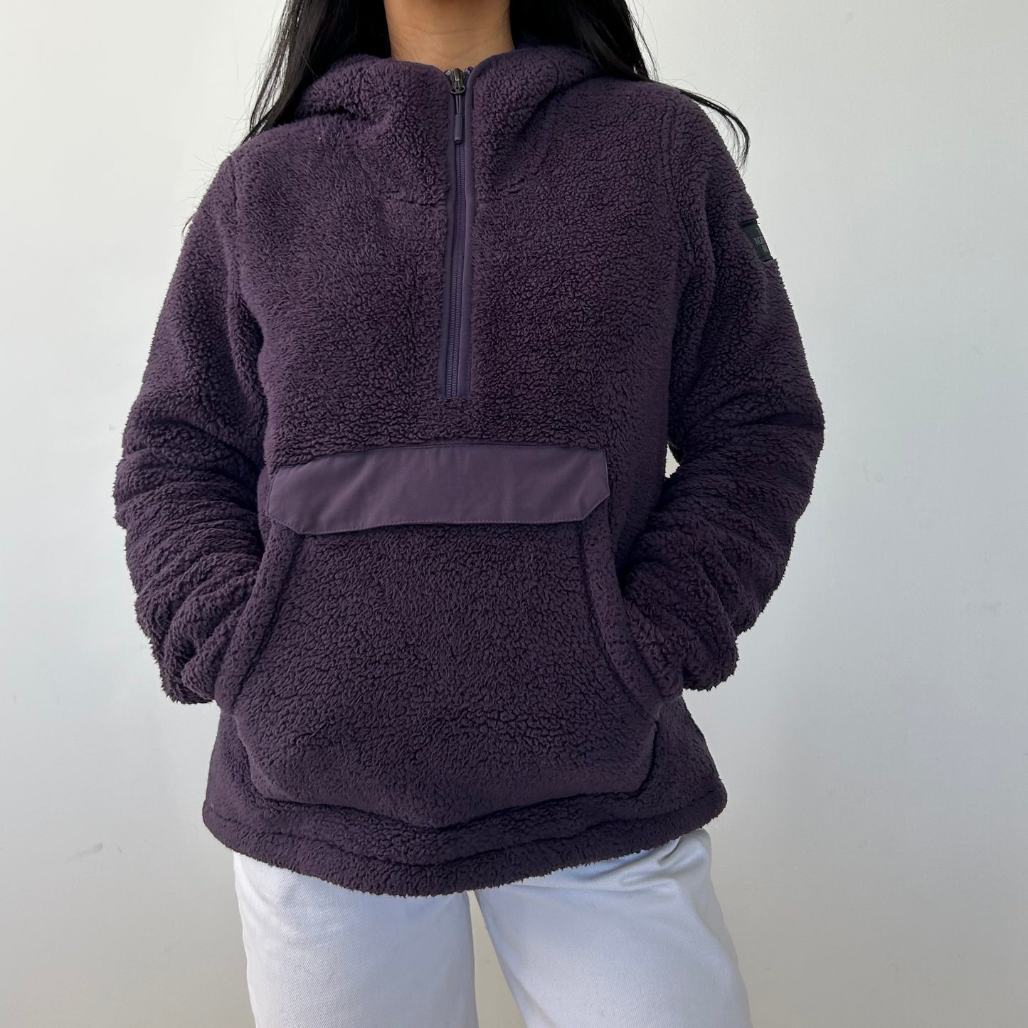 The North Face Purple Fleece Quarter Zip Hoodie - Small