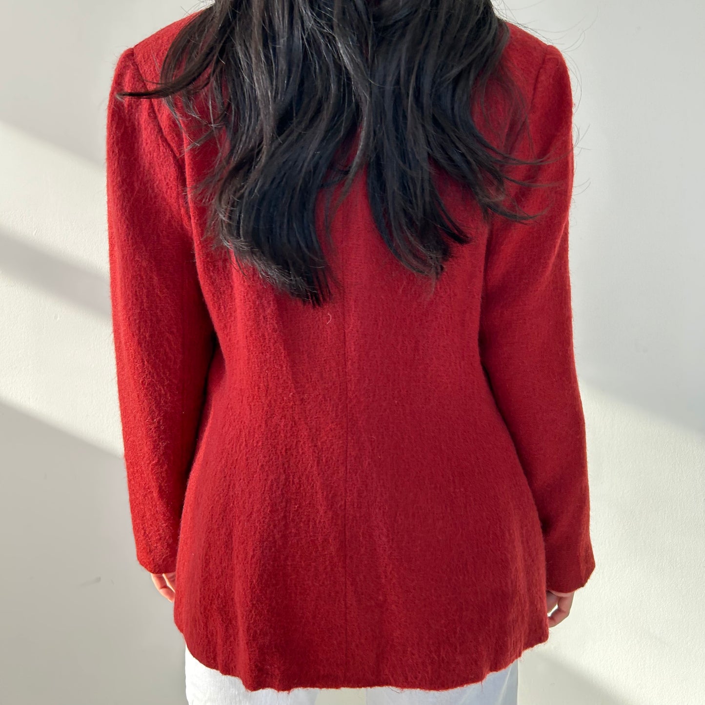 Vintage 1980s Joan & David Red Wool Mohair Jacket - Large