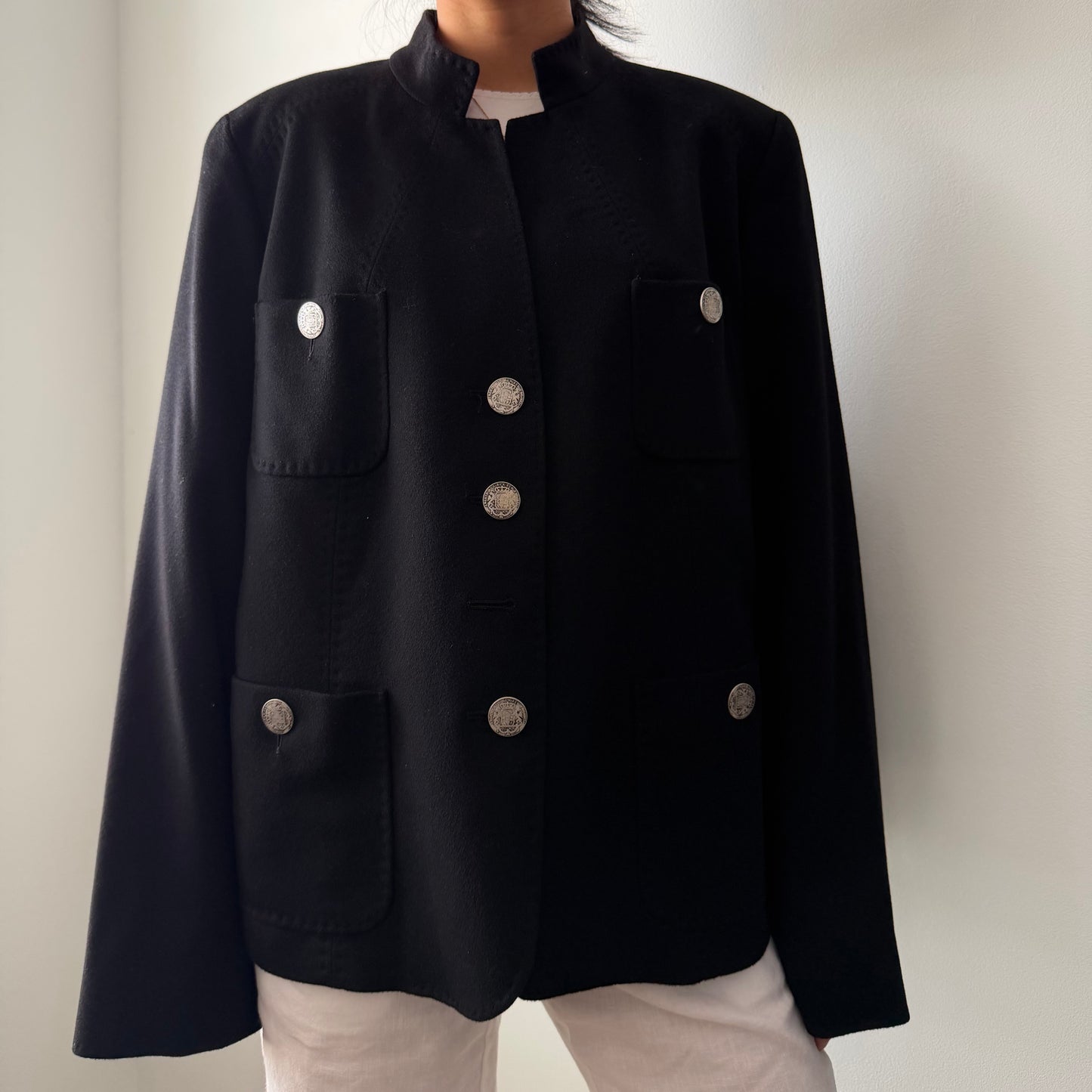 Marina Rinaldi Black Tailored Wool Jacket - Large