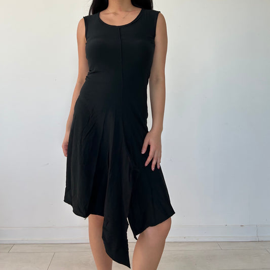 m.a+ Maurizio Amadei Black Sleeveless Asymmetrical Dress - X-Small