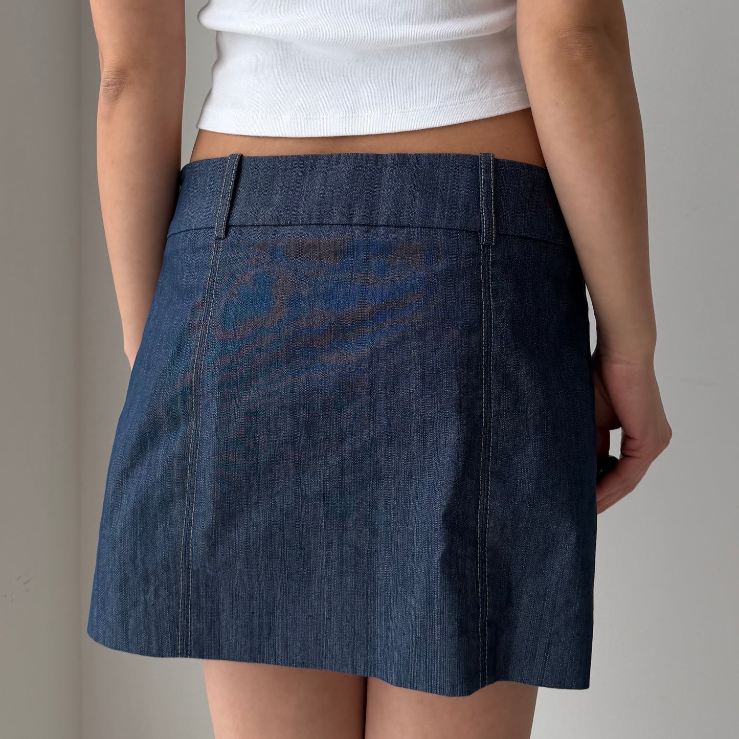 1990s Made in USA Guess Collection Low-Rise Panelled Denim Mini Skirt - Medium