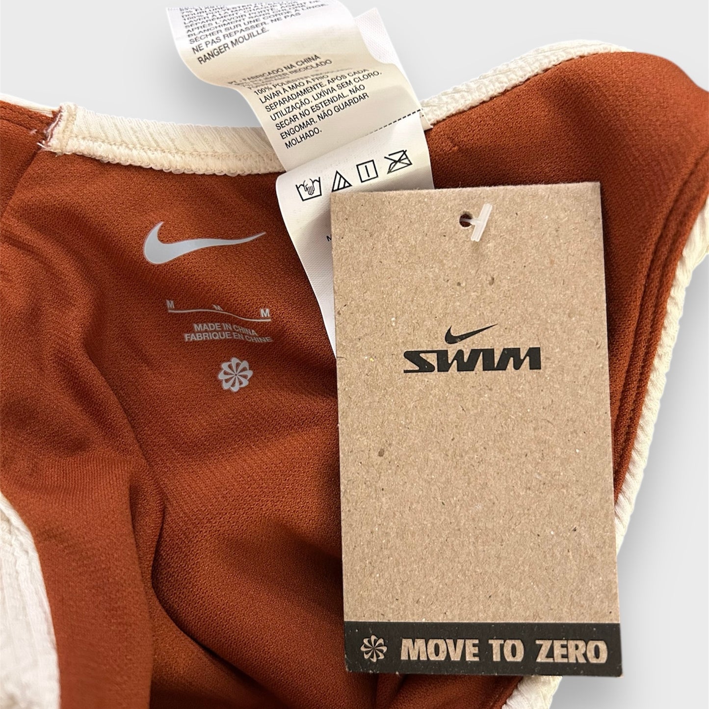 Nike Swim Cream Ribbed One Piece Swimsuit - Small