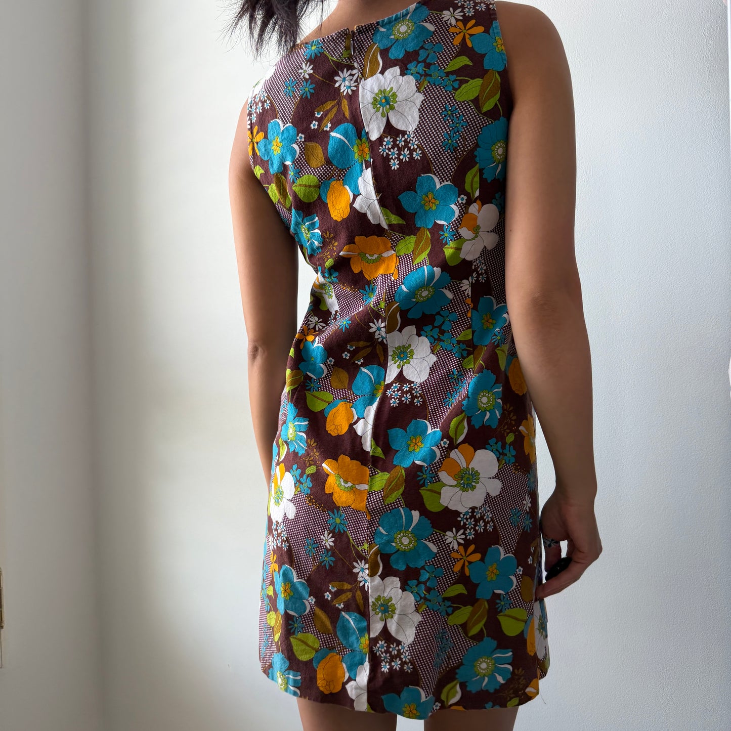 Made in Japan Floral Sleeveless Cotton Shift Dress - X-Small