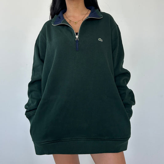 Lacoste Forest Green Quarter Zip Knit Jumper - 4XL