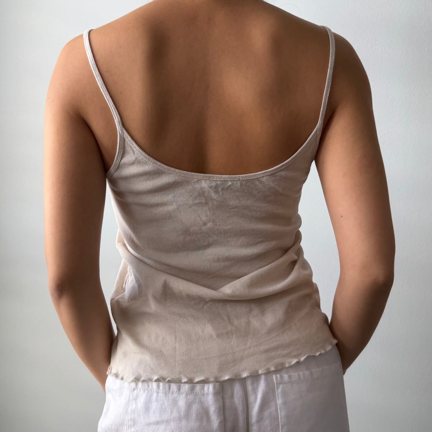 Massimo Dutti Beige Lettuce Hem Tank - Medium