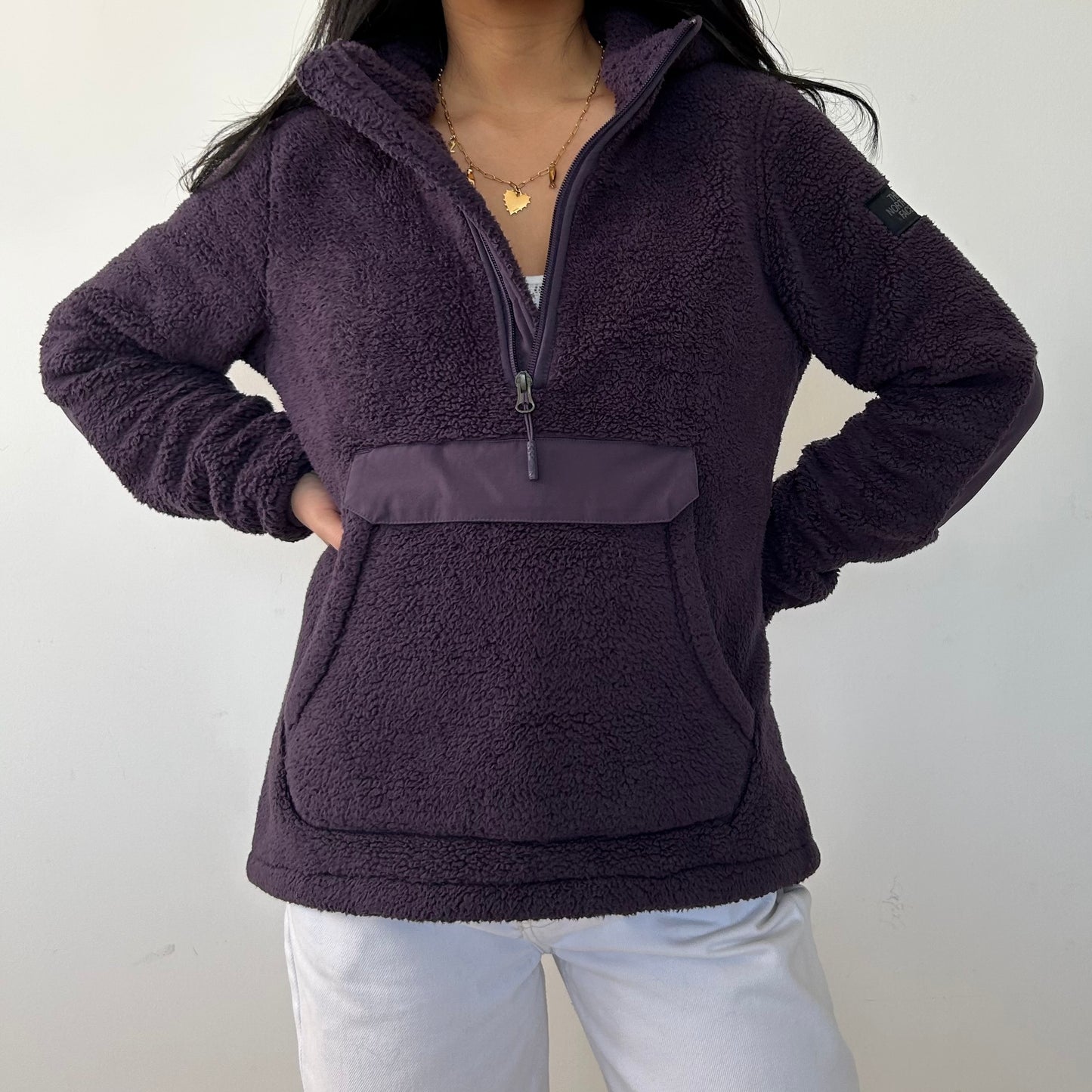 The North Face Purple Fleece Quarter Zip Hoodie - Small