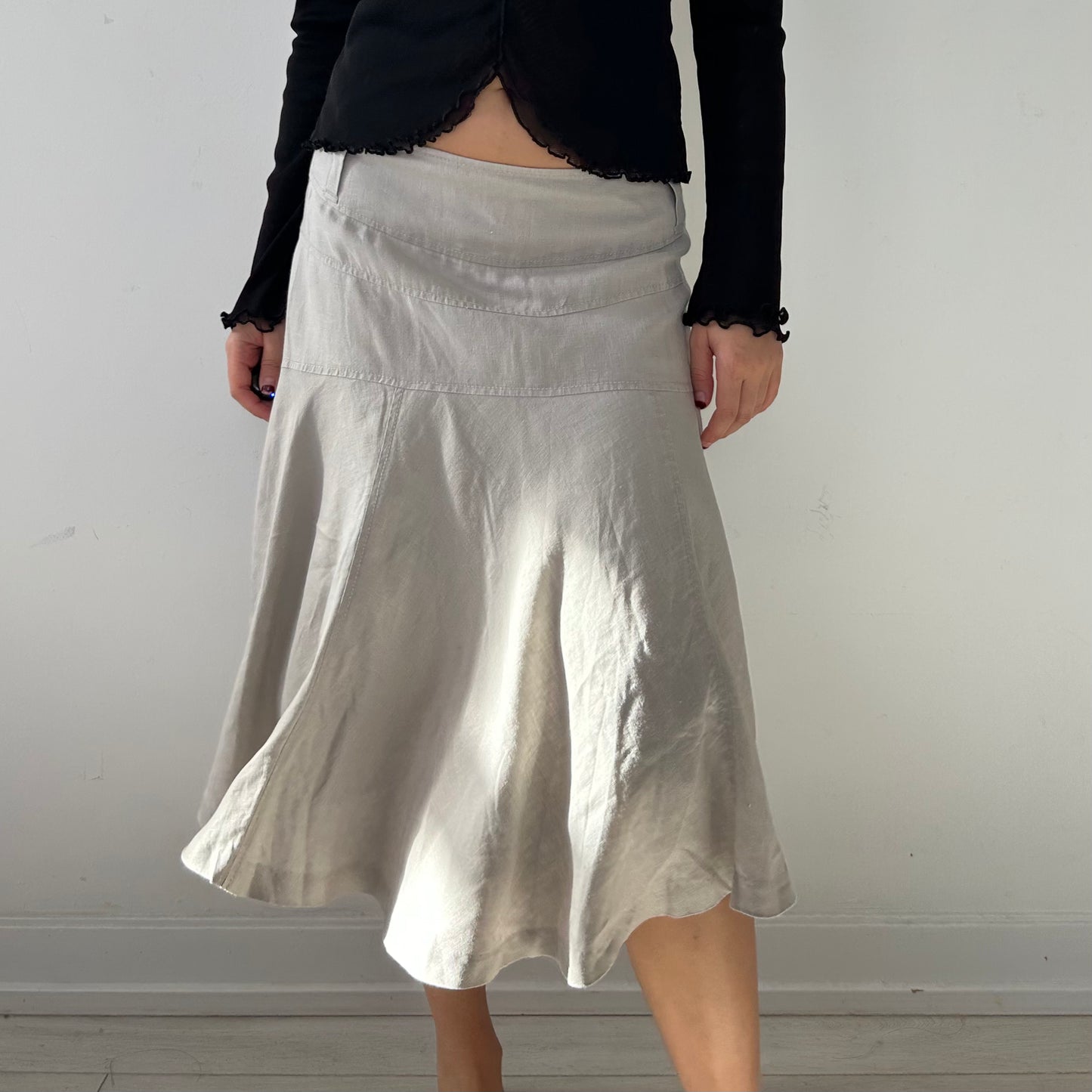 Old Label Zara Beige Linen Skirt - Medium