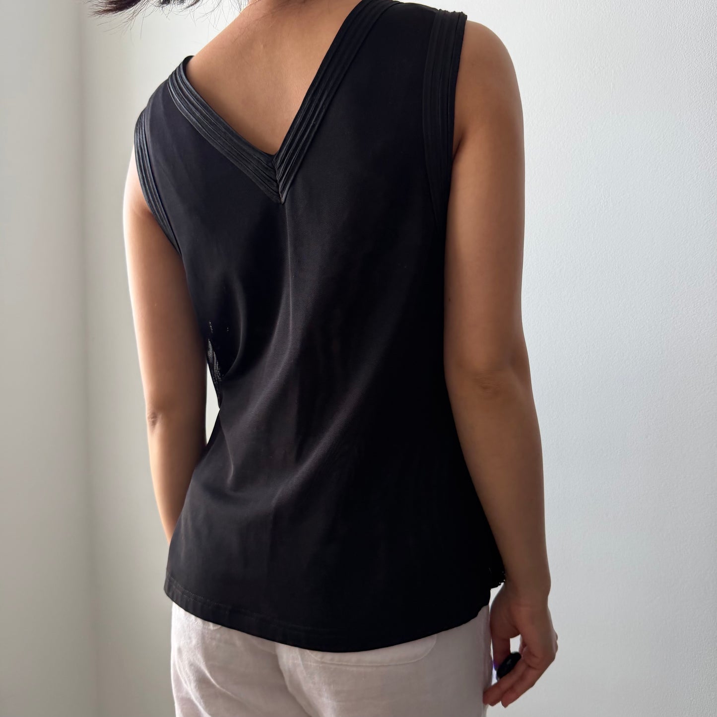 Ness Black Sequin Lace Tank - X-Large