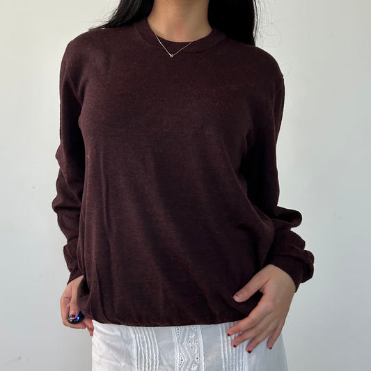 Maison Margiela Burgundy Crewneck Long Sleeve Wool Jumper - X-Large