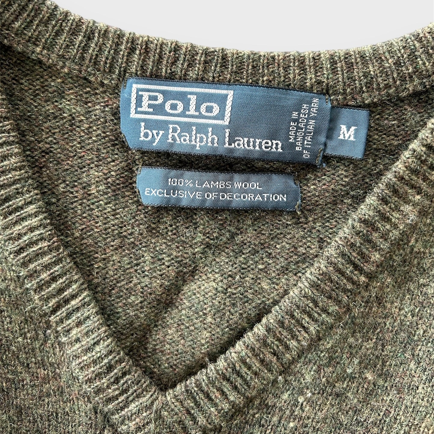 Polo Ralph Lauren Green V-Neck Wool Knit - Medium