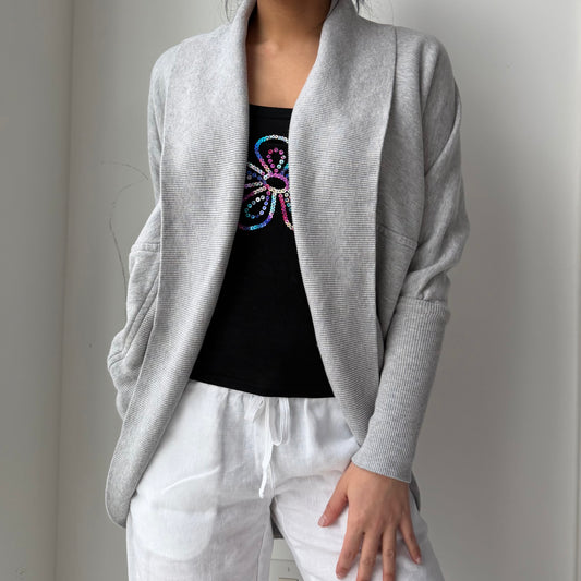 Old Label Wilfred Grey Marled Open Cardigan - Small