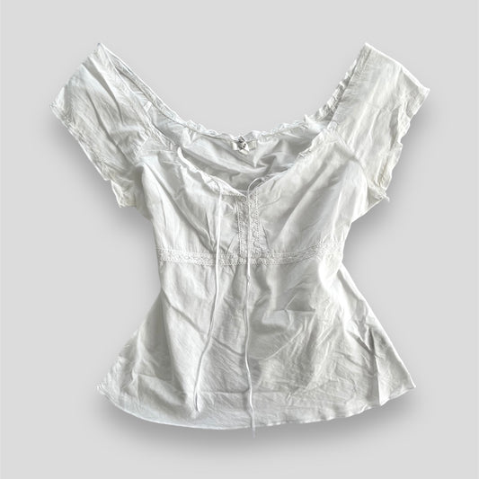 MIKK Couture White Cotton Milkmaid Blouse - Medium