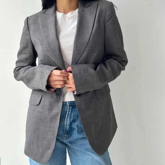 Pink Tartan Grey Wool Blazer - Small