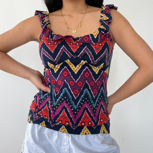 Marc by Marc Jacobs Bright Navy Multicolour Chevron Print Tank - X-Small