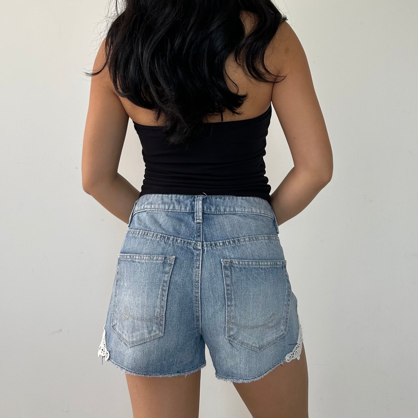 EDC by Esprit Lace Trim Denim Shorts - W30