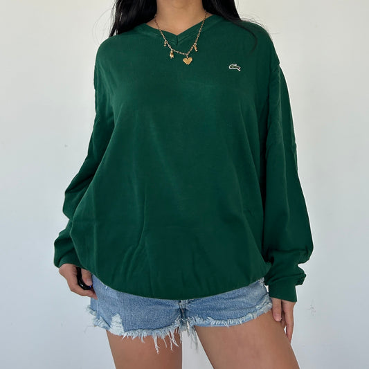 Lacoste Forest Green V-Neck Knit Jumper - 4XL