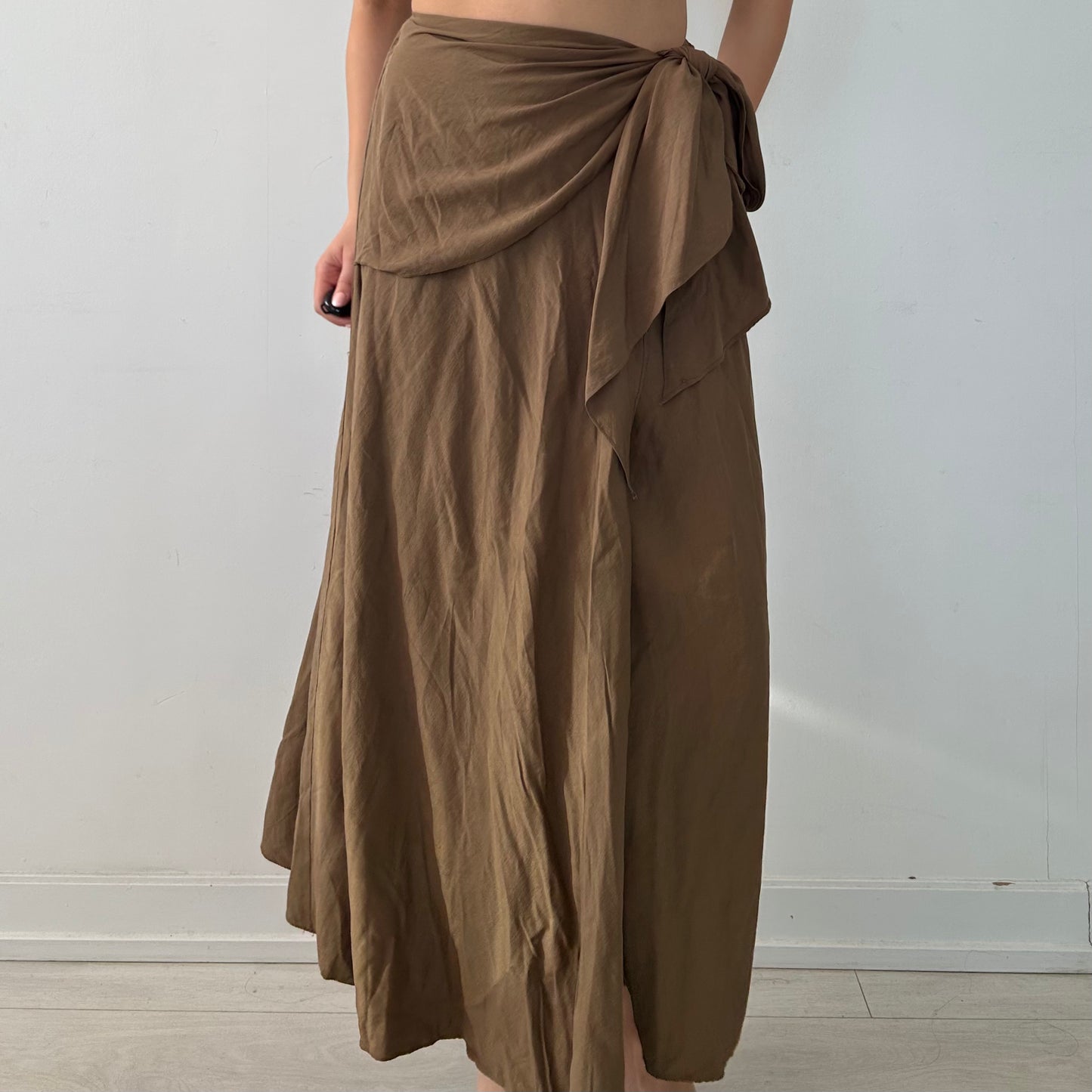 Vintage 1990s Donna Karan 100% Silk Wrap Skirt - Small