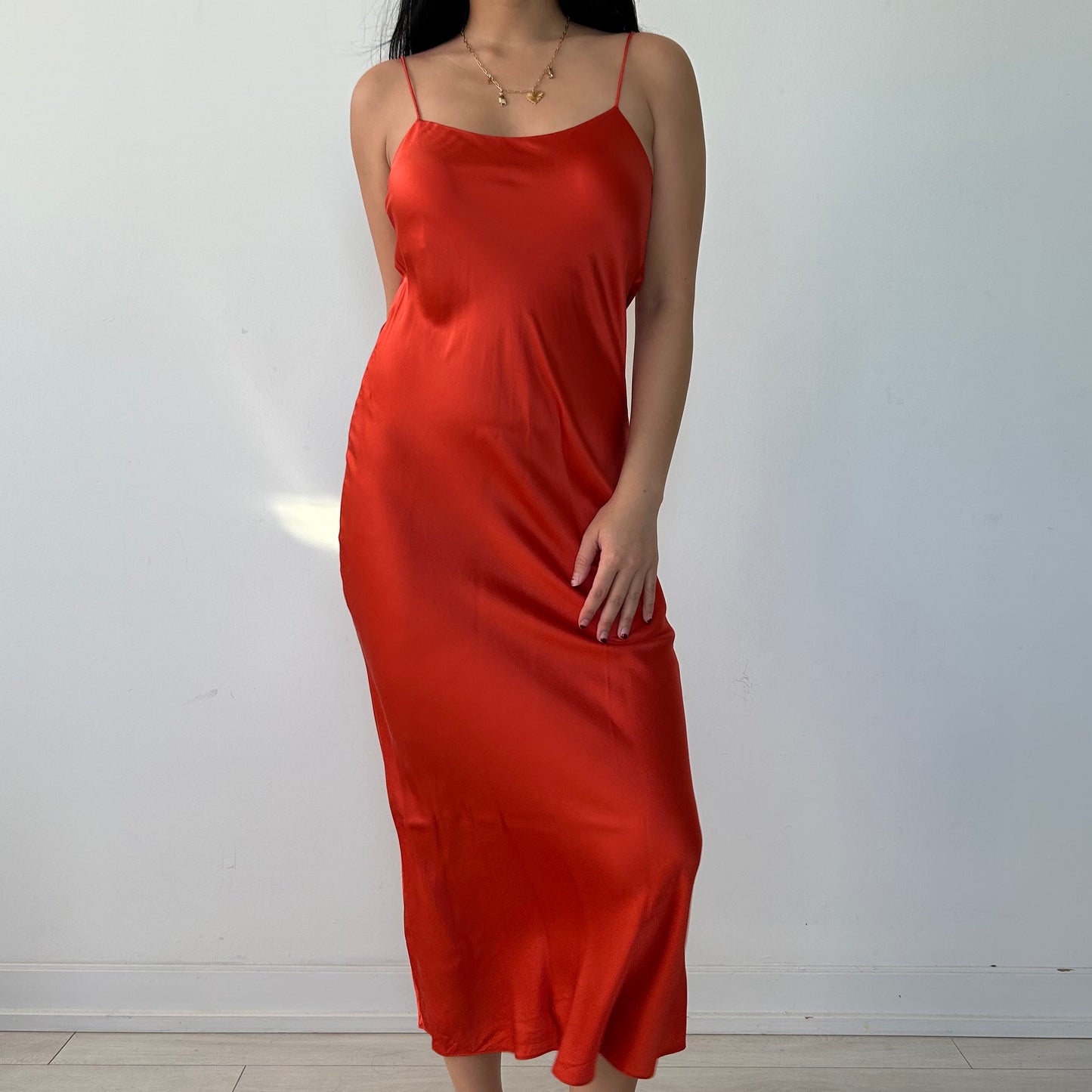 SABA Blood Orange Silk Slip Dress - X-Small