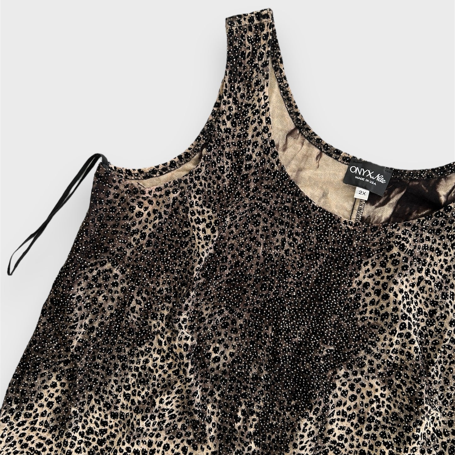 Vintage 90s Made in USA Sparkly Leopard Print Tank - 2X