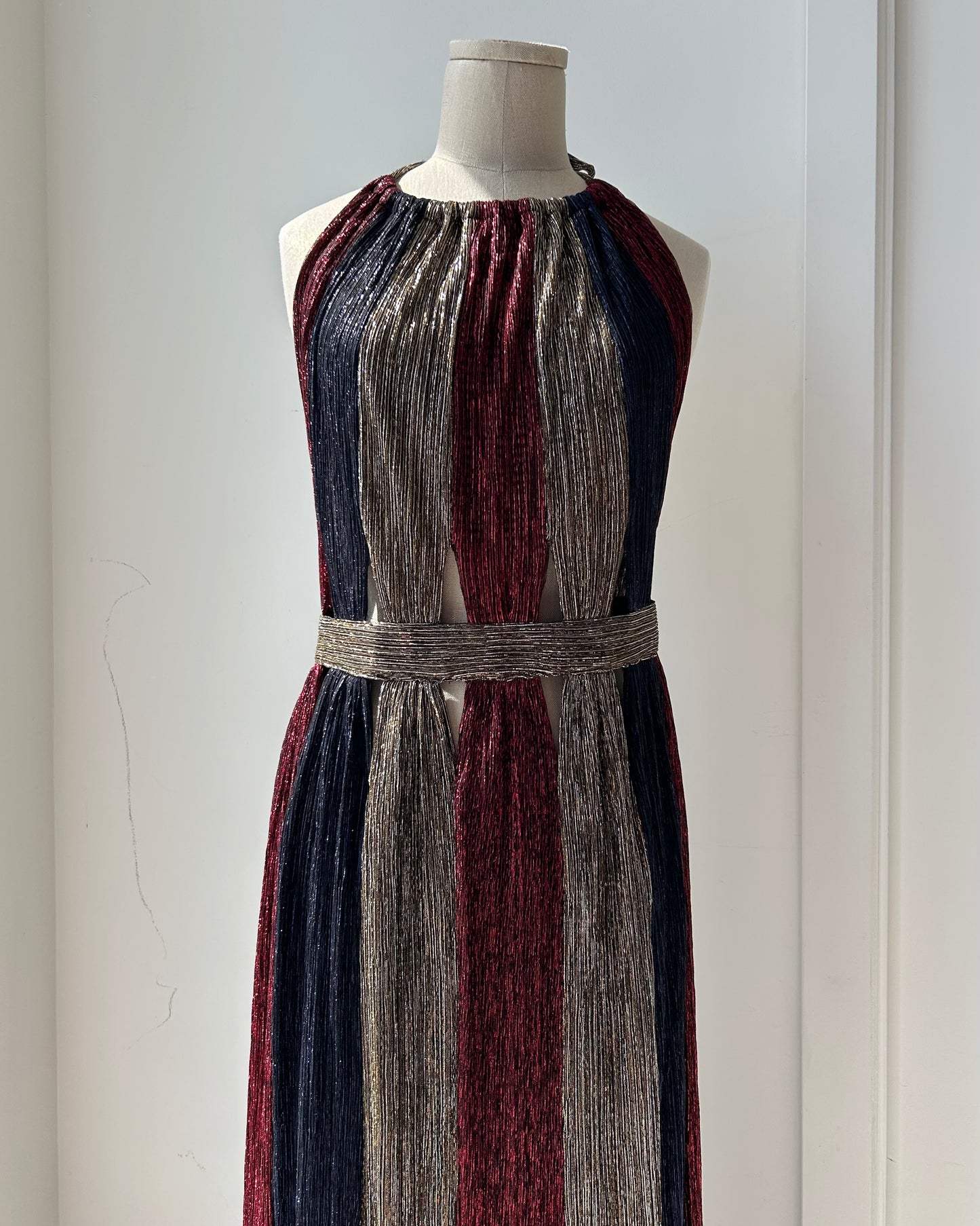 2015 Bec + Bridge Metallic Halter Maxi Dress - Small