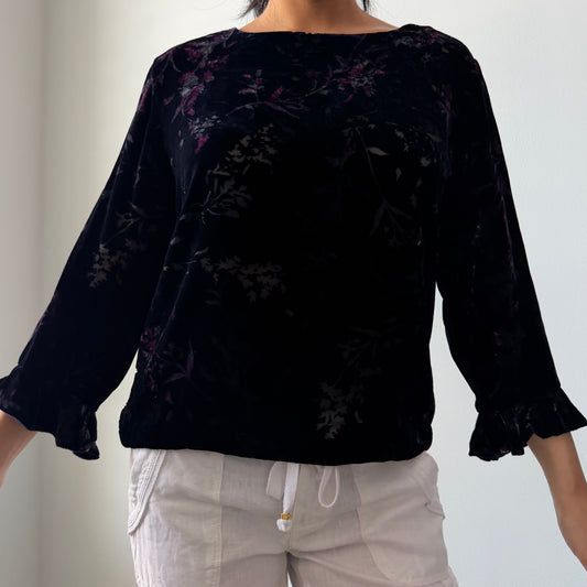 Silk Blend Burnout Velvet Top - Medium