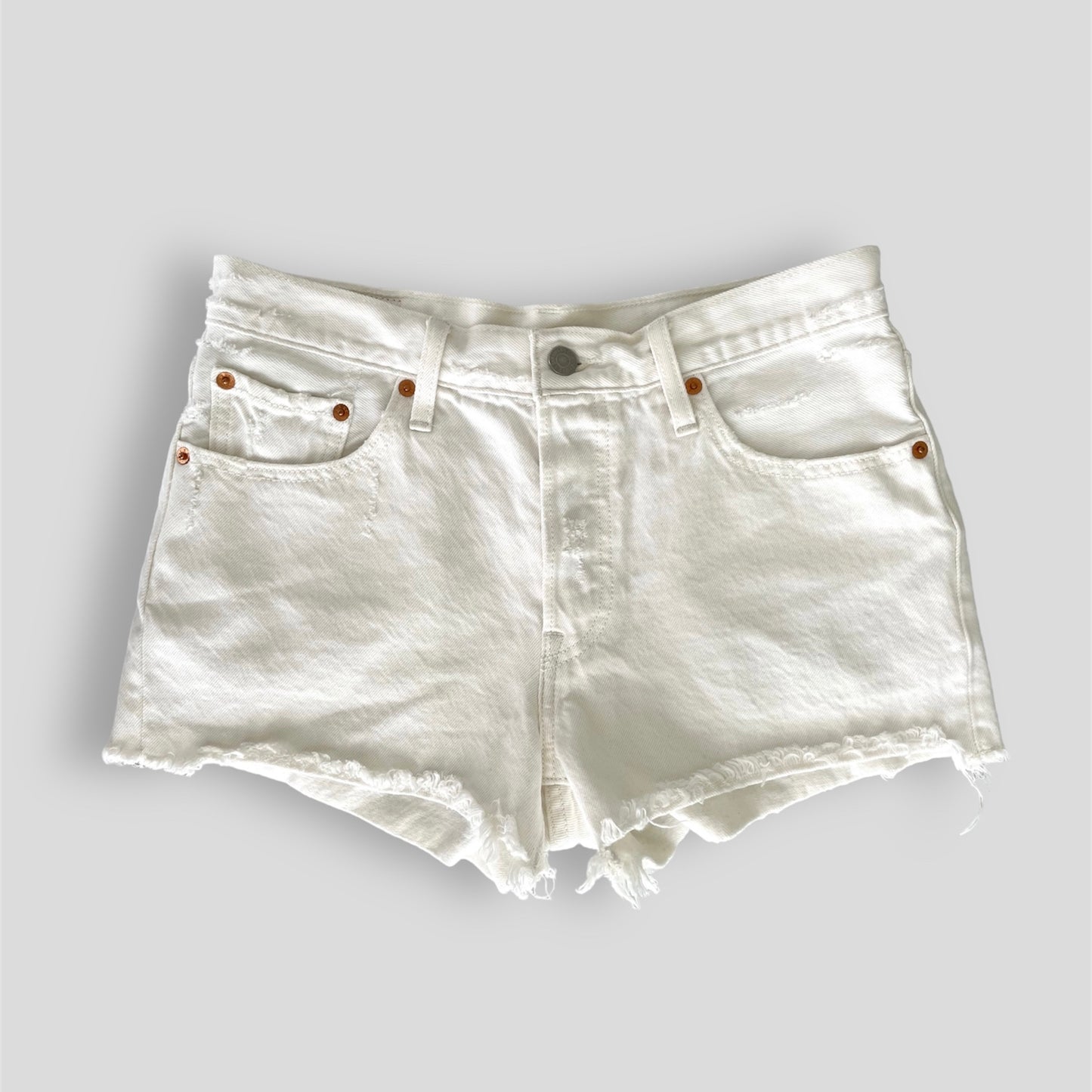 Levi’s 501 White Denim Cutoff Shorts - W28 (Fits Like W30)