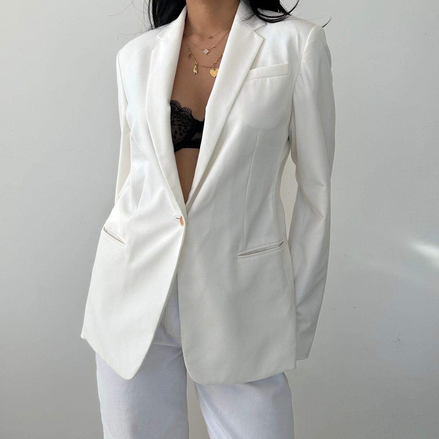 Vintage Calvin Klein RTW S/S 1991 White Blazer - Small