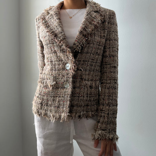 Made in USA Tweed Wool, Mohair, and Alpaca Blend Blazer - Small